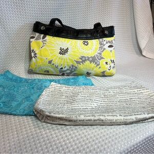 Thirty-One Yellow and Black Floral Shoulder Bag. See pics for condition. (1-074)